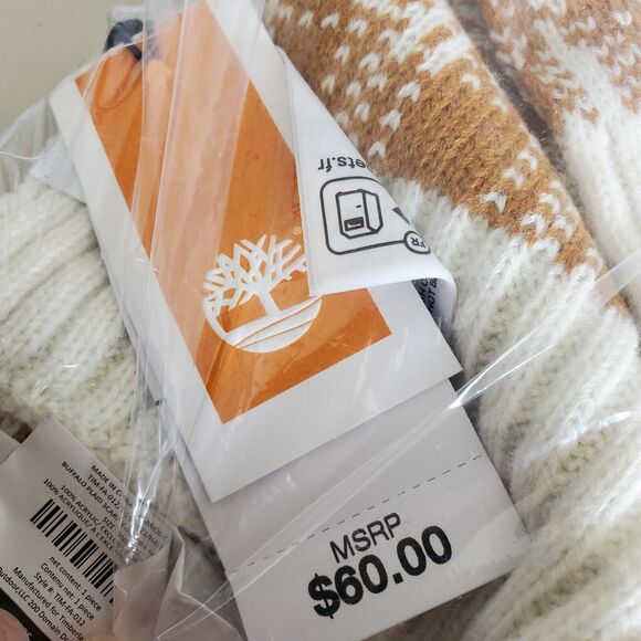 Timberland Scarf Buffalo Plaid Tan Cream 10x68" FabFitFun 2023 Casual Winter - Picture 9 of 10